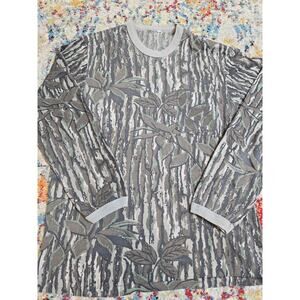 Vintage 80s Realtree Treebark Camo Longsleeve Ringer T-Shirt Size Medium Hunting
